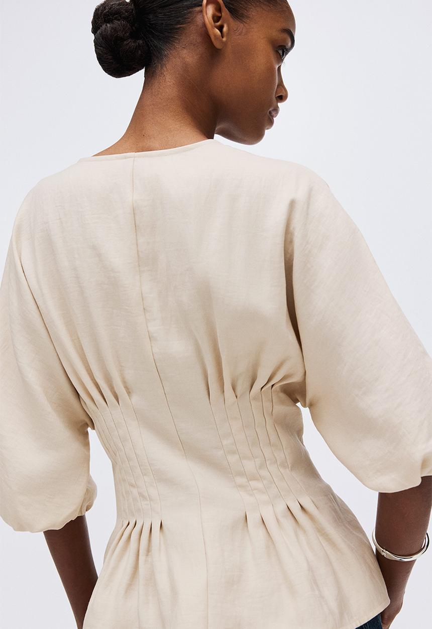 H&M - Waisted blouse - light beige