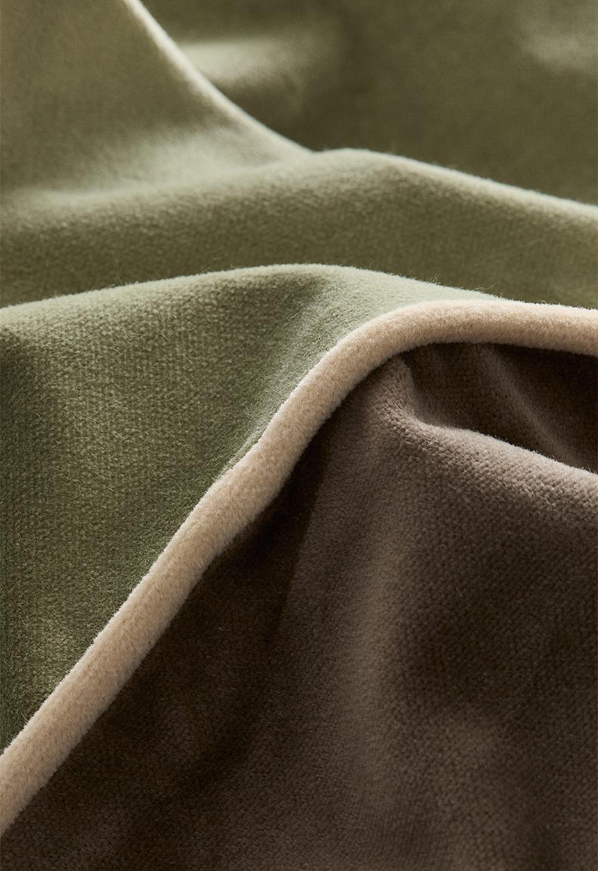 H&M - Piping-detail velvet cushion cover - light green/greige