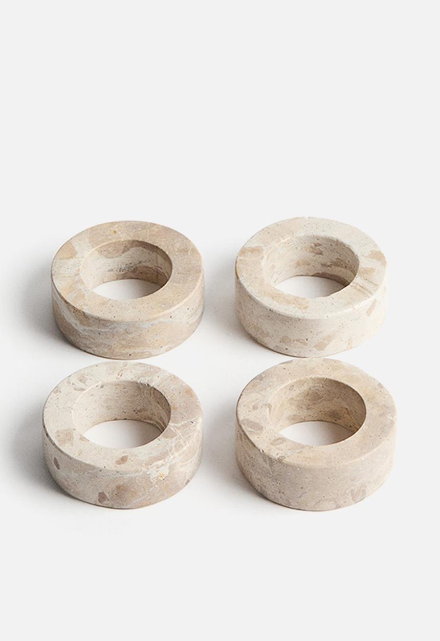 H&M - 4-Pack marble napkin rings - beige/marbled