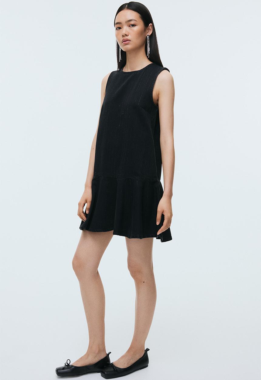 H&M - Embellished denim dress - black