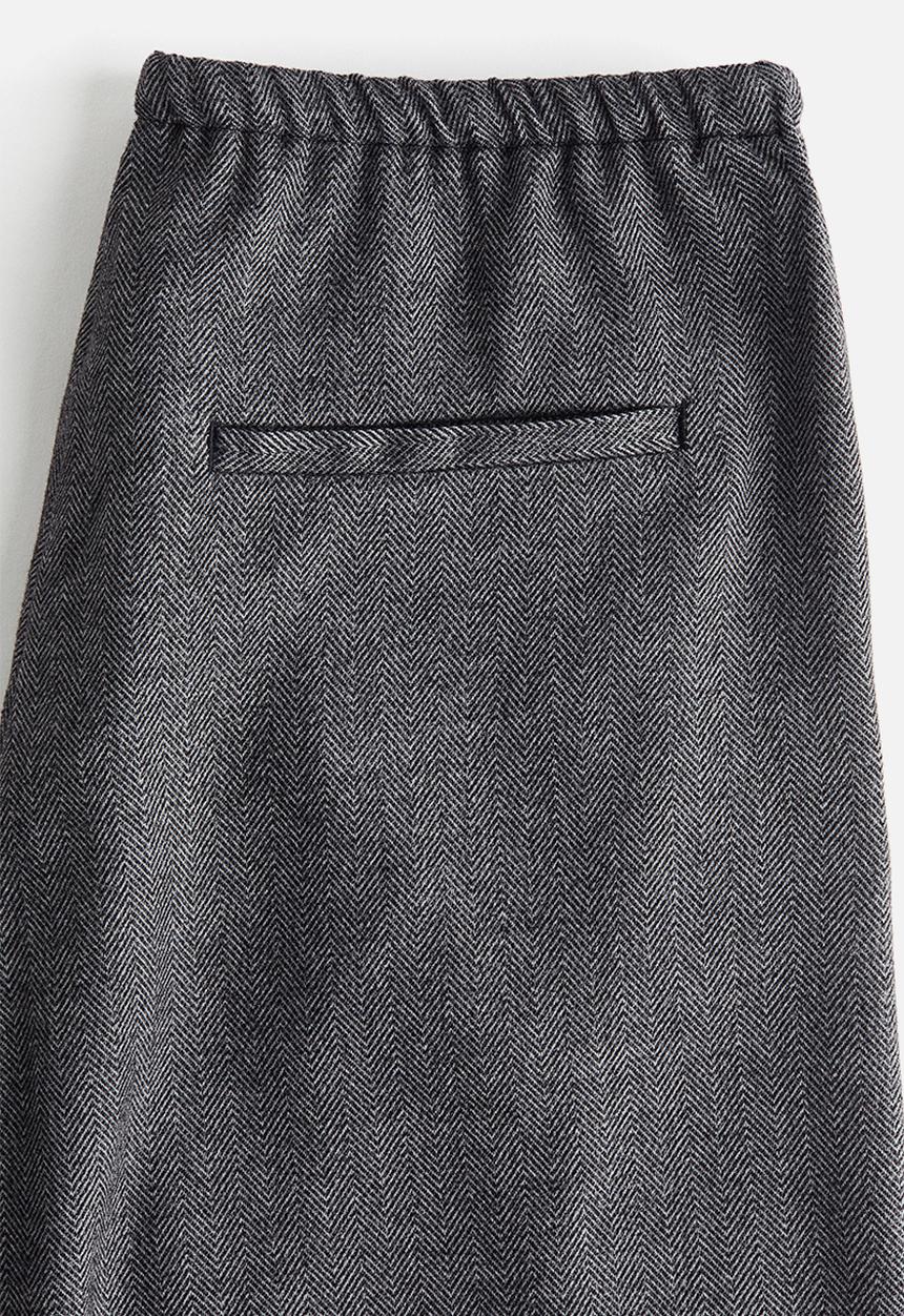 H&M - Drawstring trousers - dark grey/herringbone pattern