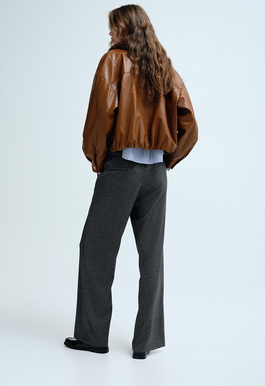 H&M - Drawstring trousers - dark grey/herringbone pattern
