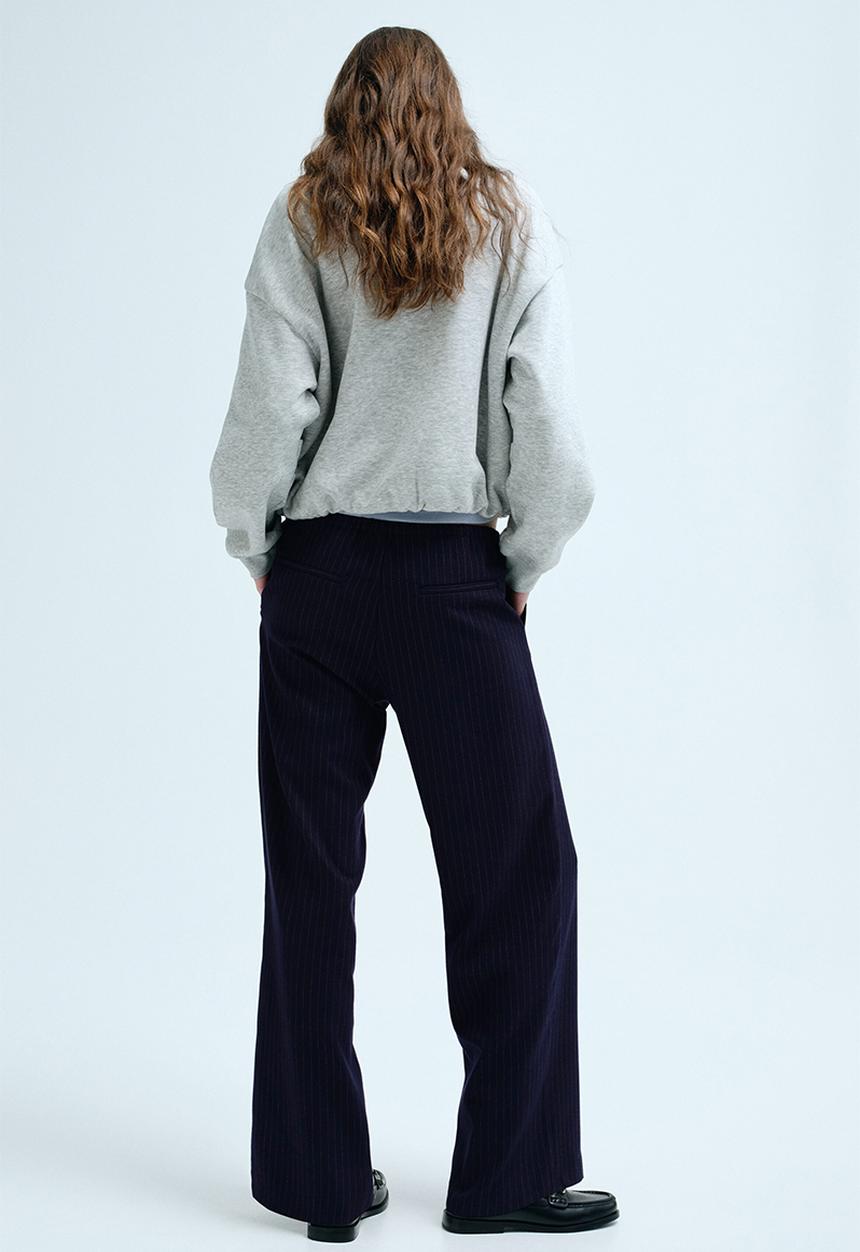 H&M - Drawstring trousers - dark blue/pinstriped