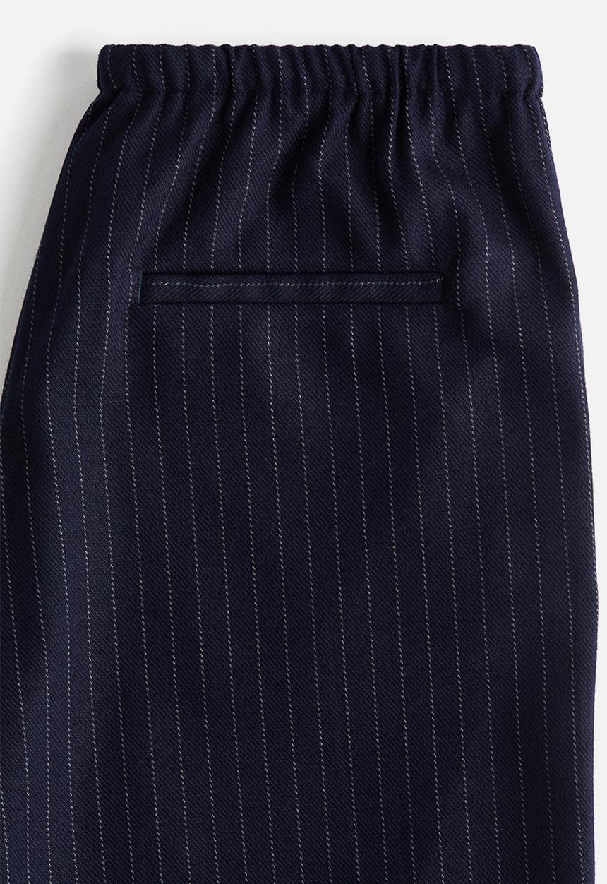 H&M - Drawstring trousers - dark blue/pinstriped