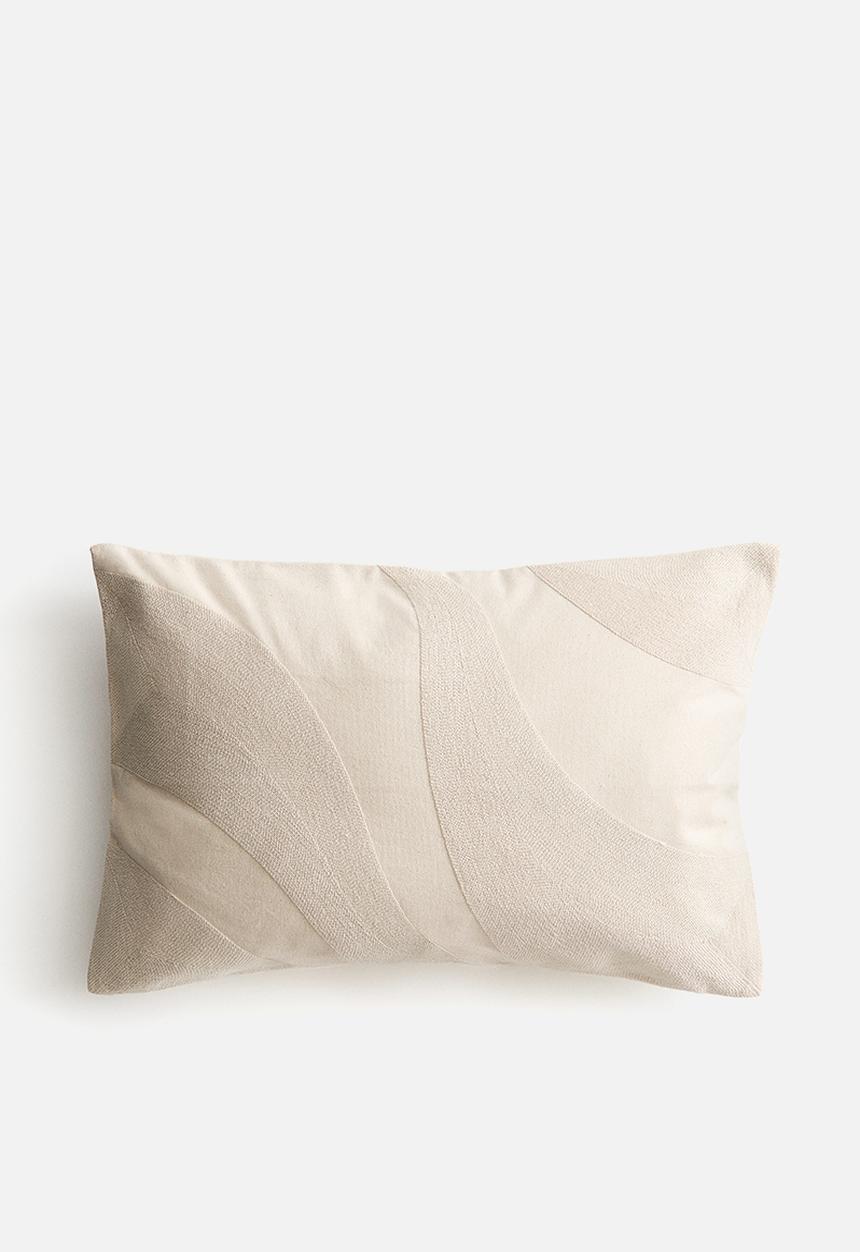 H&M - Embroidered cushion cover - light beige