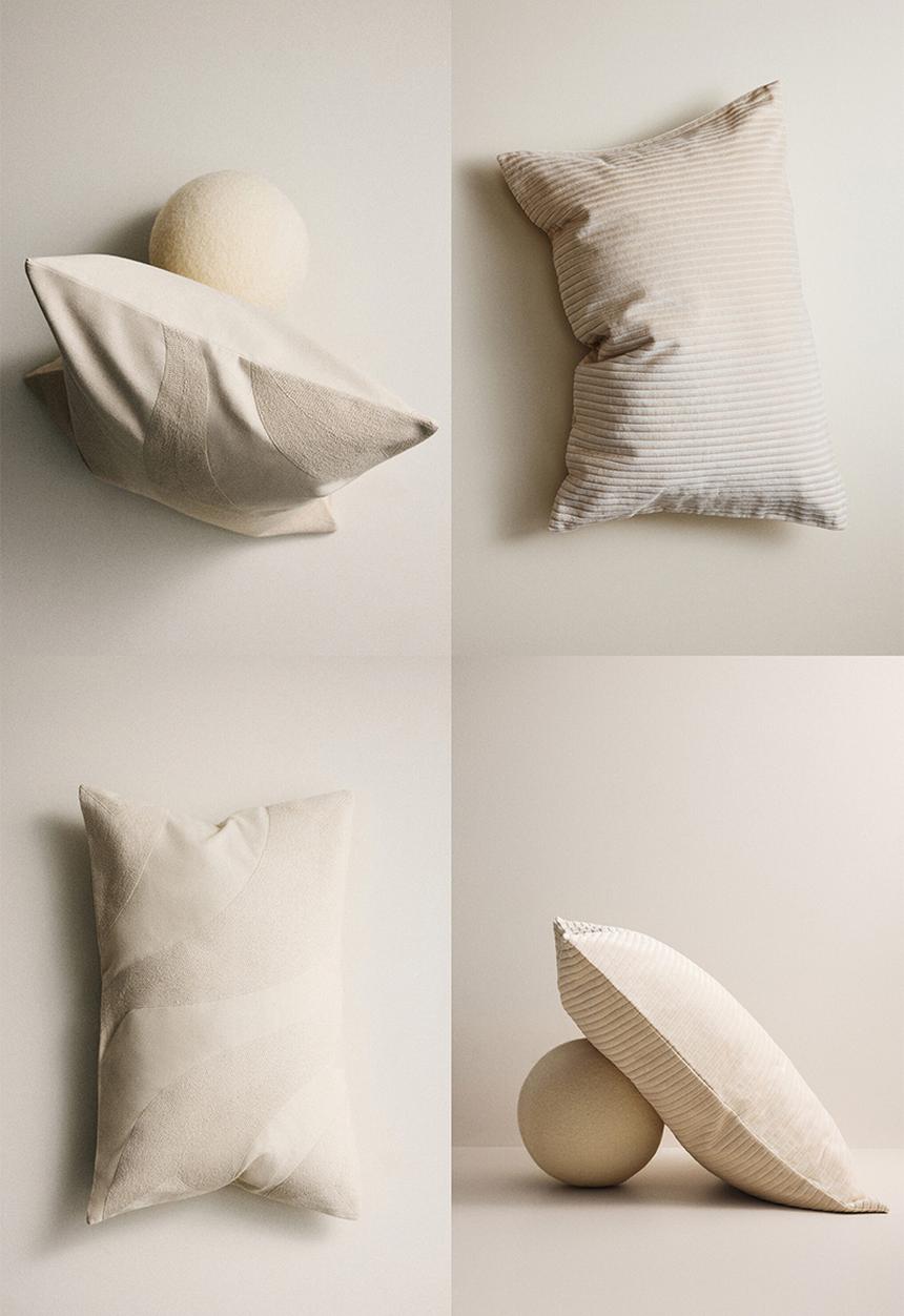 H&M - Embroidered cushion cover - light beige