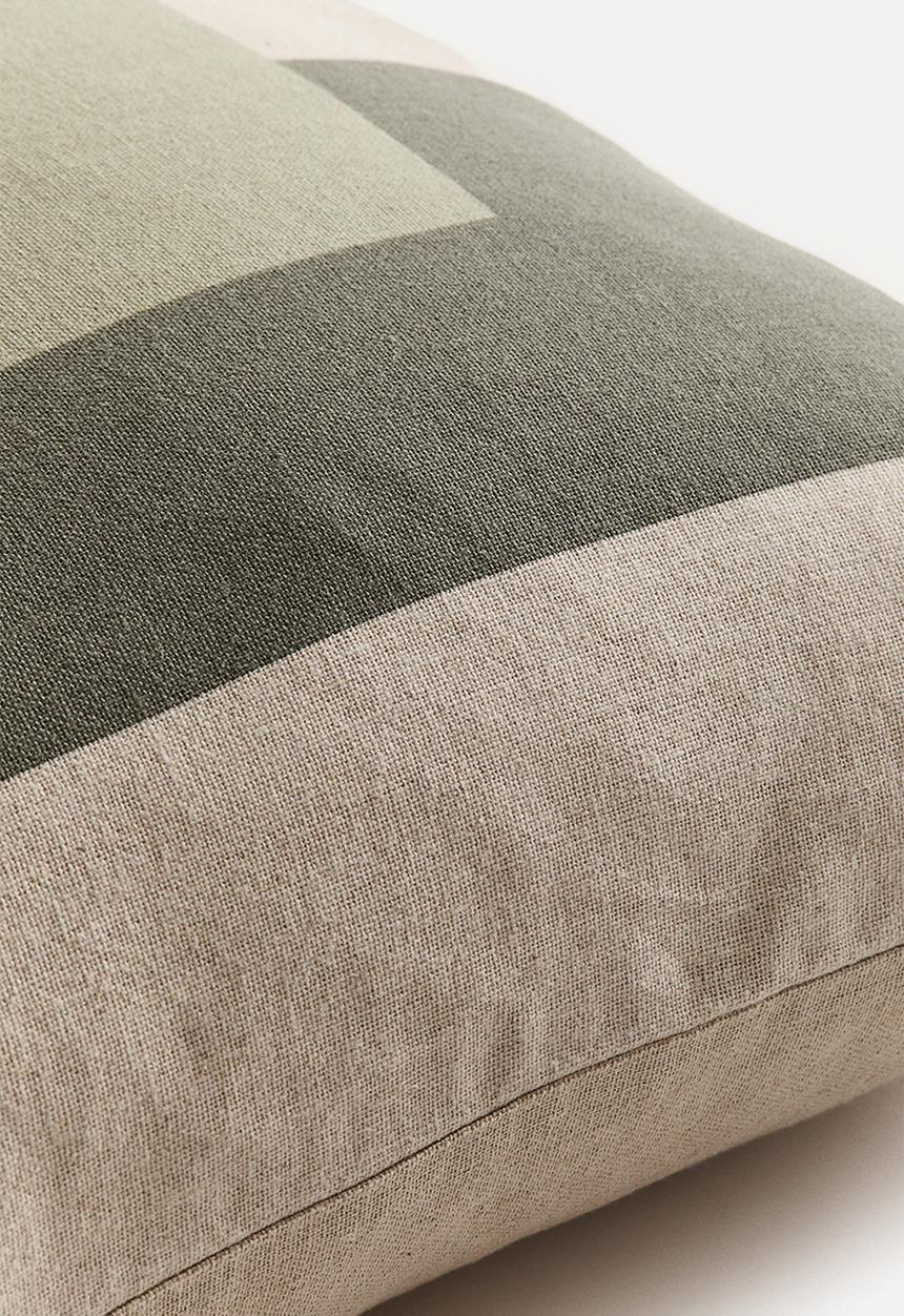 H&M - Linen-blend cushion cover - sage green/beige