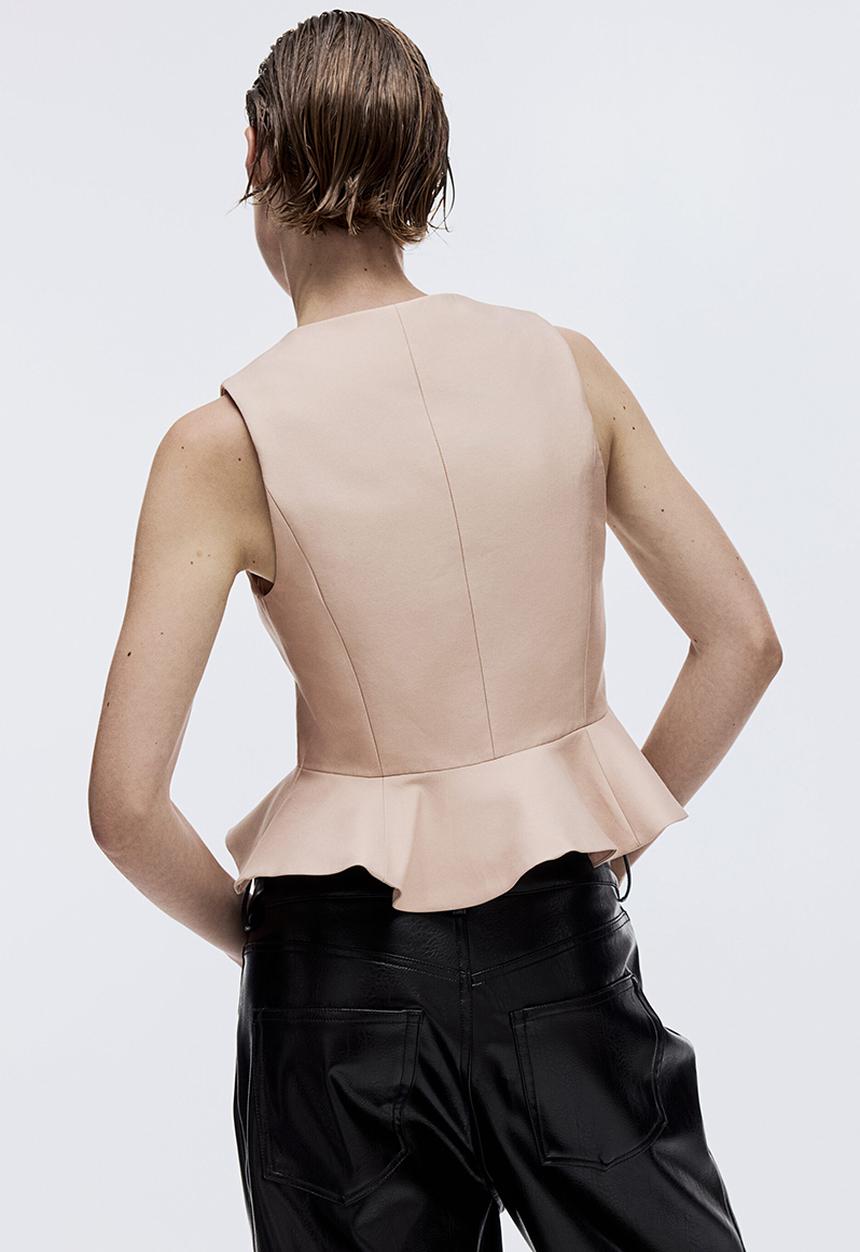 H&M - V-neck peplum waistcoat - light beige