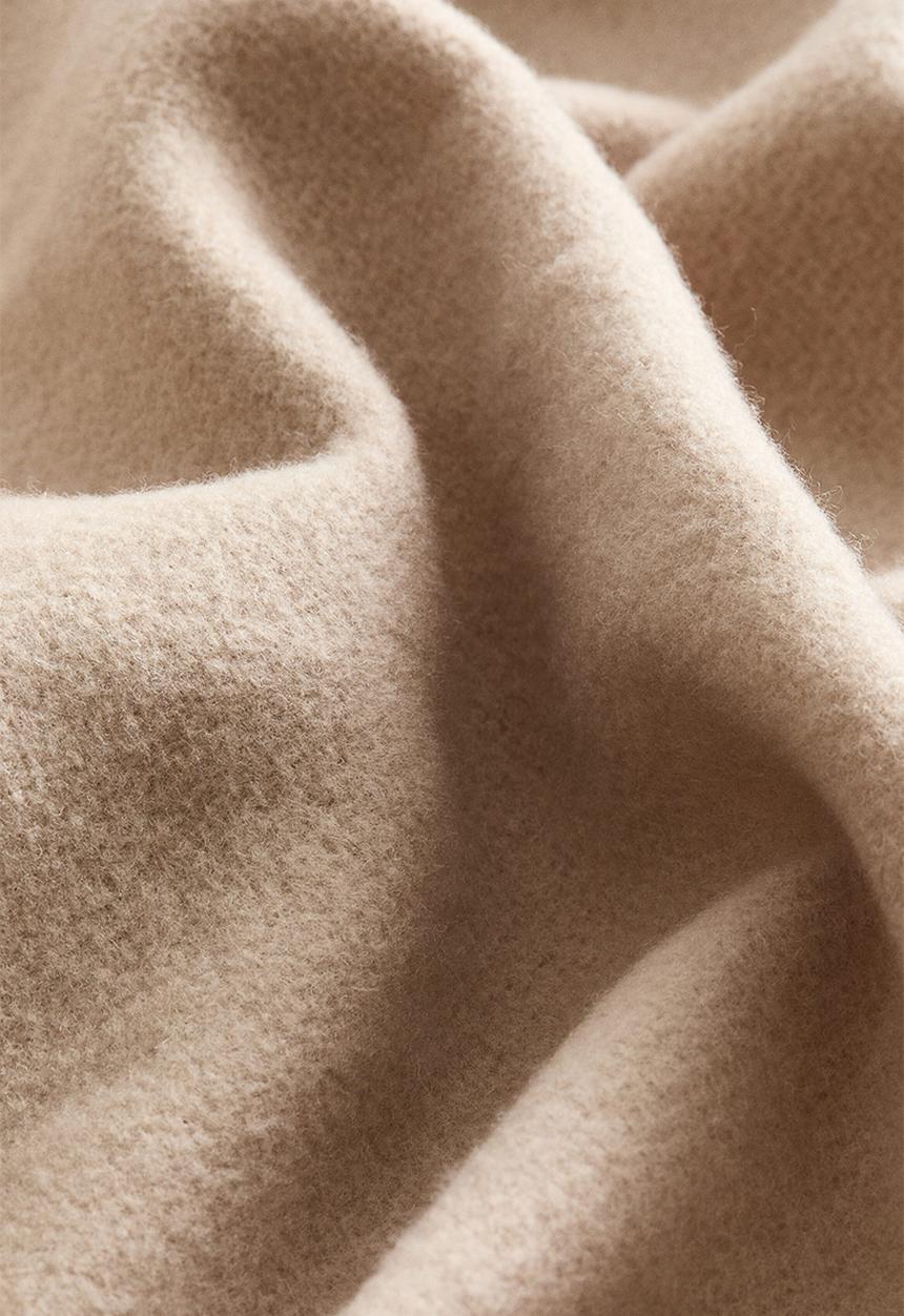 H&M - Fringed wool-blend blanket - beige