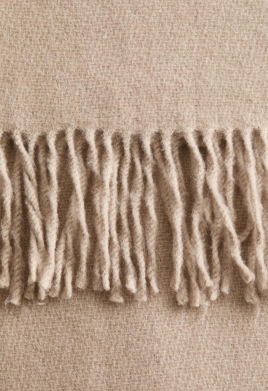 H&M - Fringed wool-blend blanket - beige