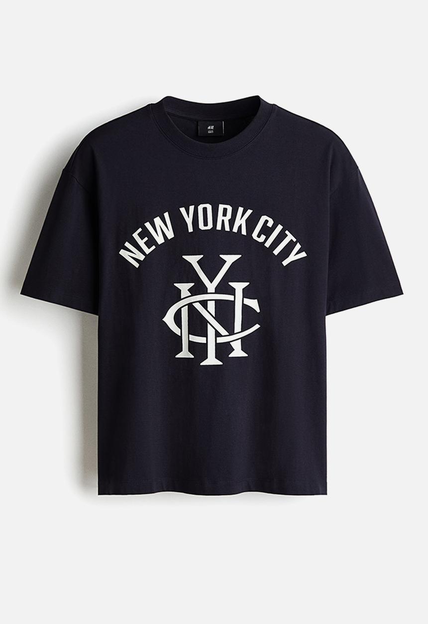 H&M - Loose fit printed T-shirt - dark blue/new york city