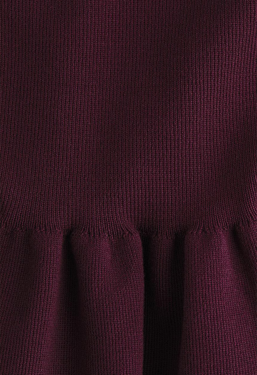 H&M - Knitted peplum top - plum red