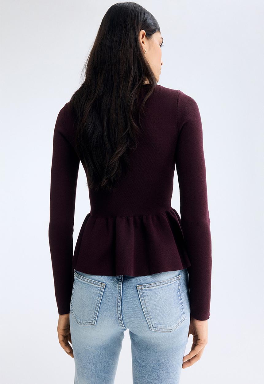 H&M - Knitted peplum top - plum red