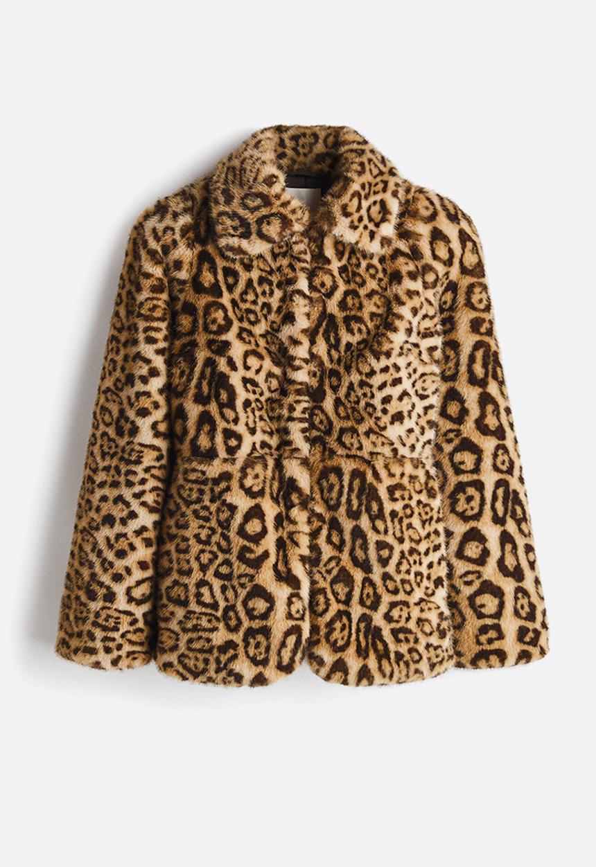 H&M - Shoulder-pad jacket - beige/leopard print
