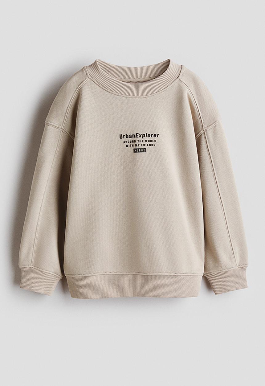 H&M - Motif-detail sweatshirt - beige/urban explorer