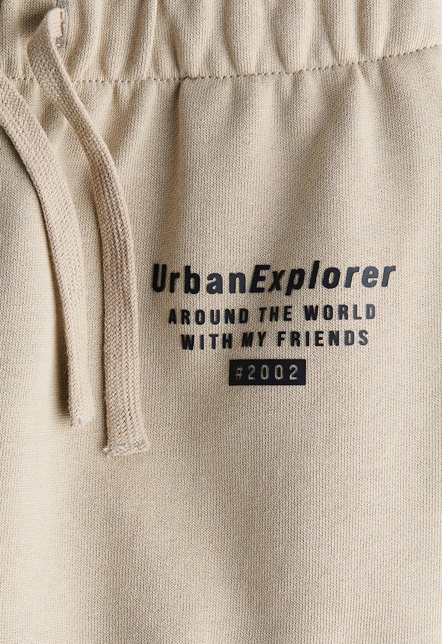 H&M - Motif-detail joggers - beige/urban explorer