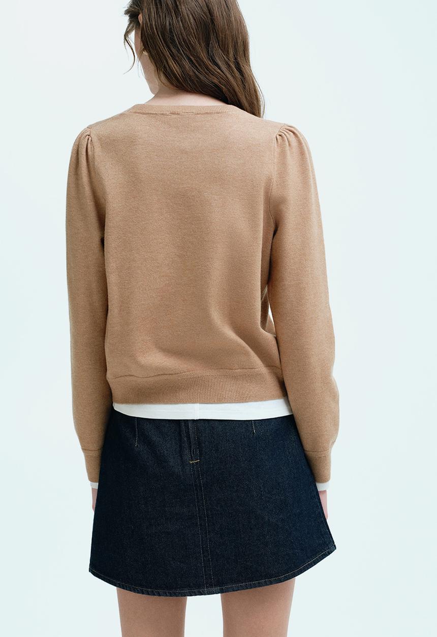H&M - Puff-sleeved jumper - dark beige