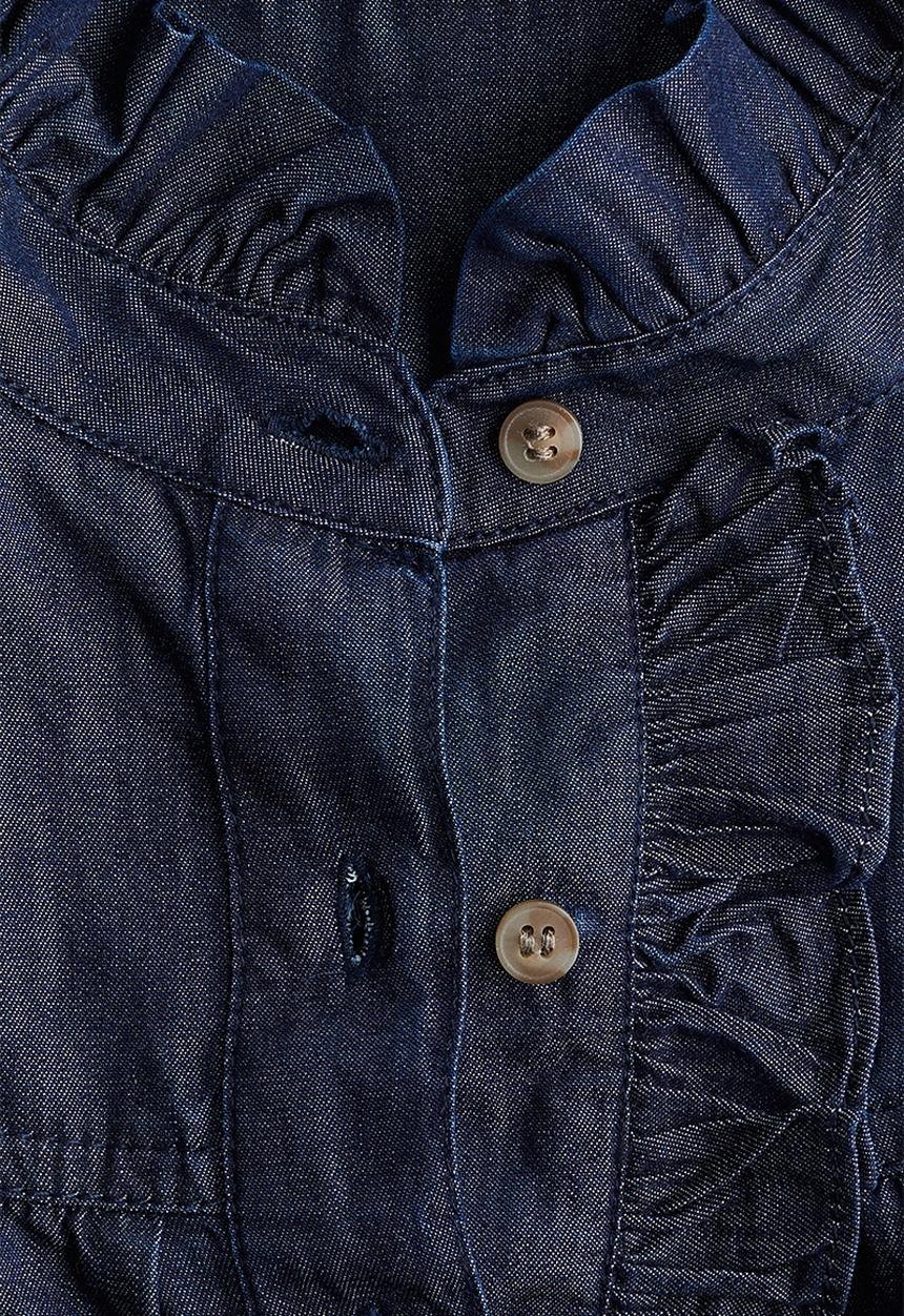 H&M - Frill-collared denim blouse - dark denim blue
