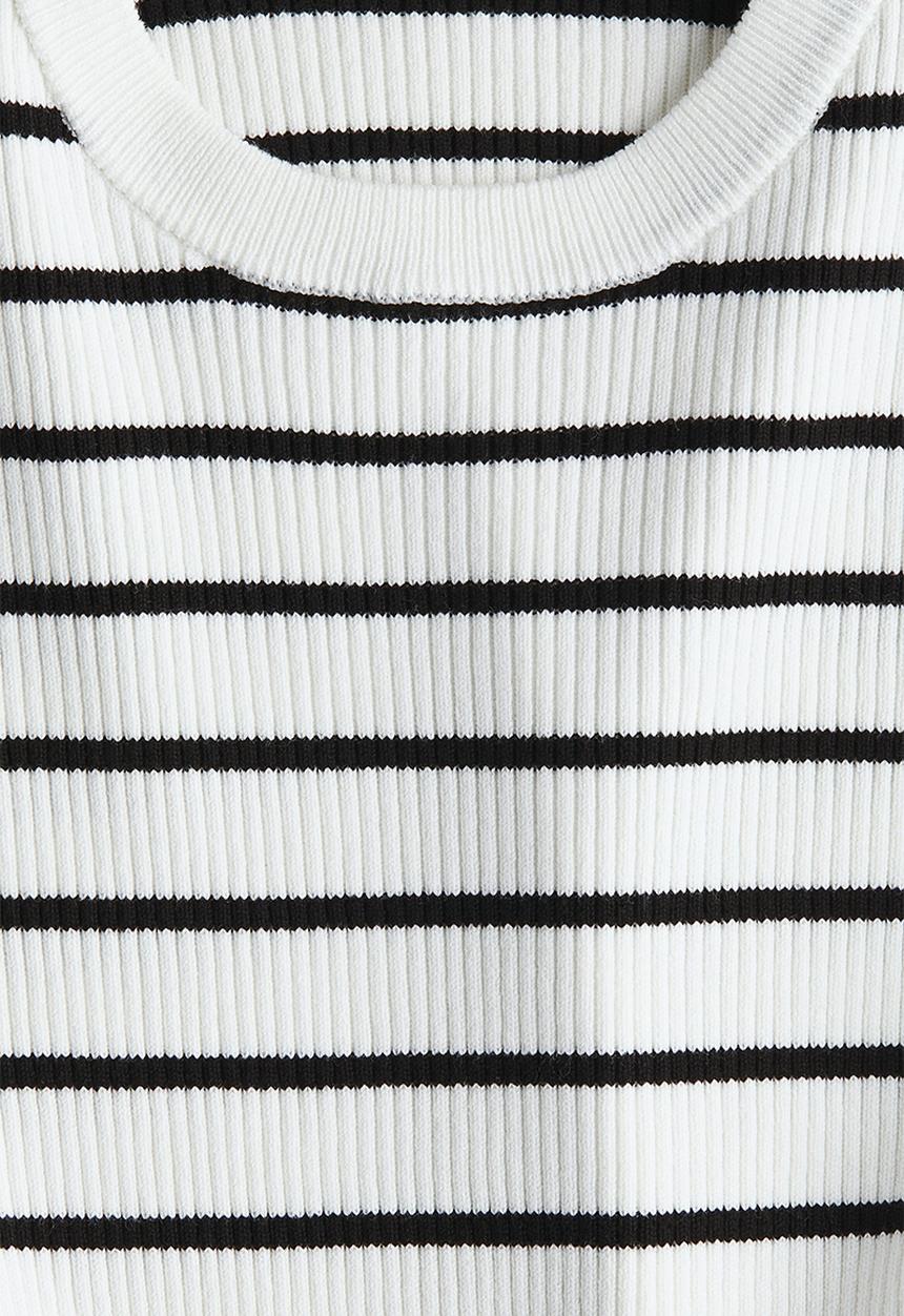 H&M - Rib-knit top - white/striped