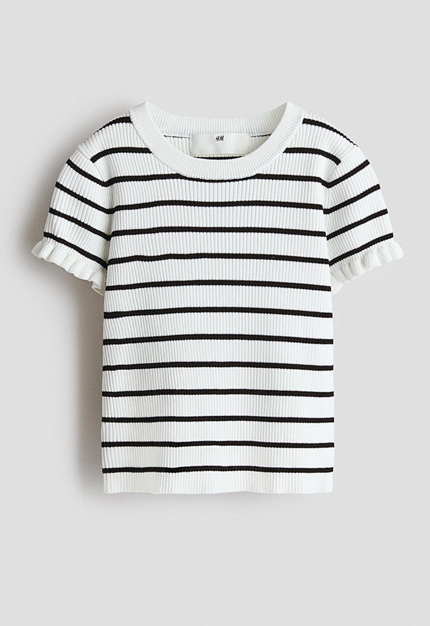 H&M - Rib-knit top - white/striped