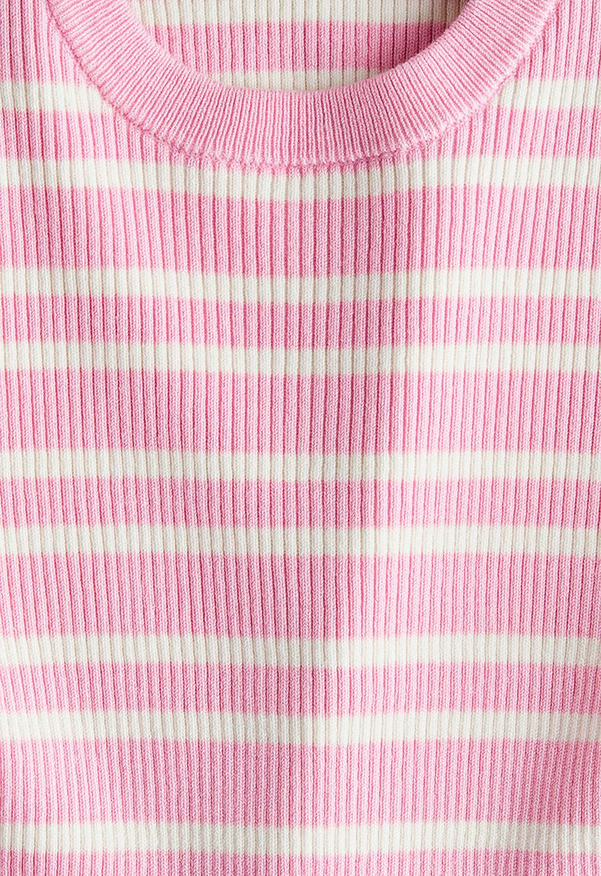 H&M - Rib-knit top - pink/striped
