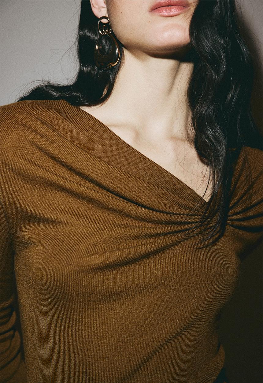 H&M - Draped viscose-blend top - golden brown