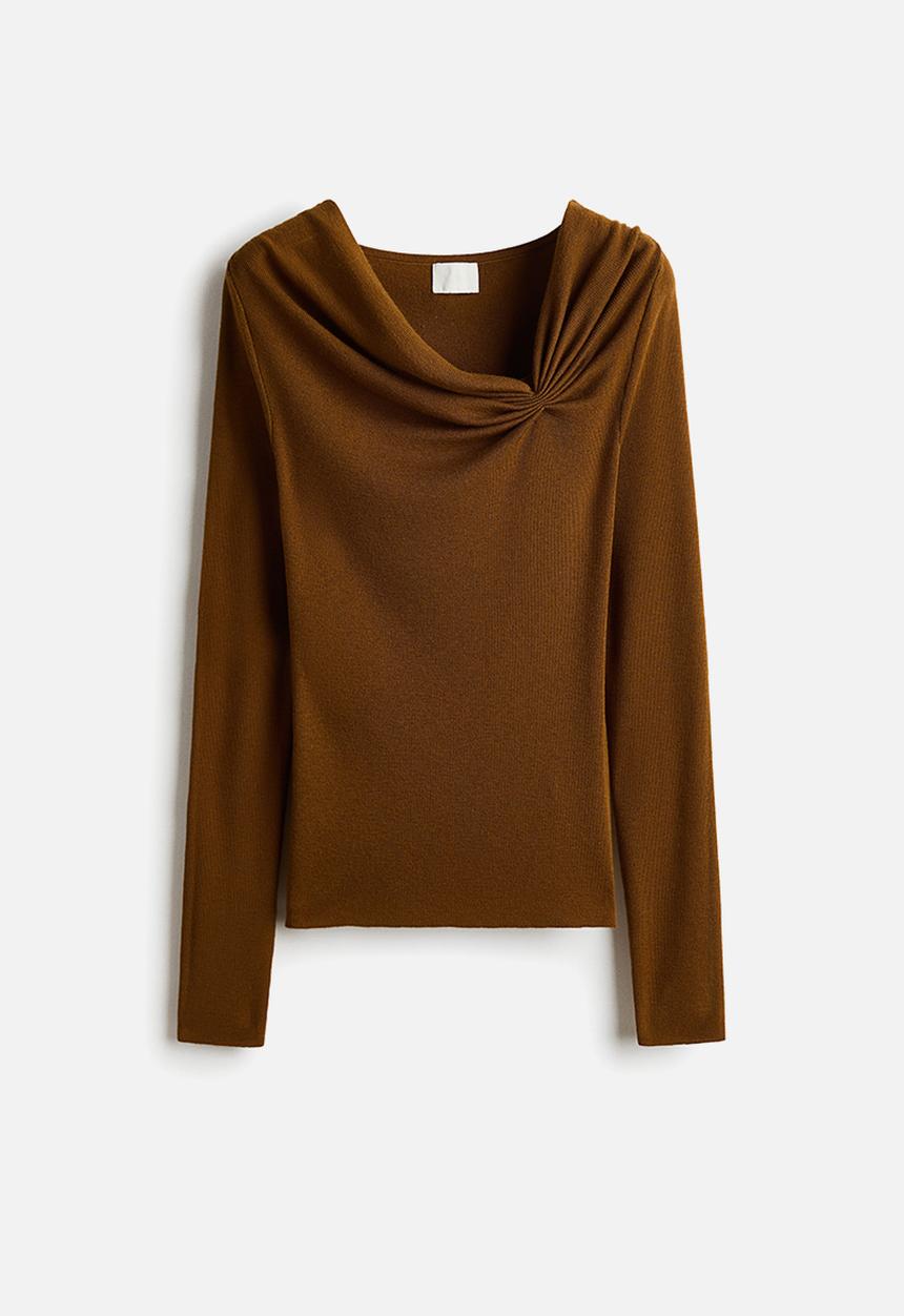 H&M - Draped viscose-blend top - golden brown