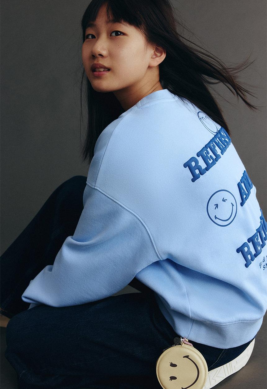 H&M - Print-motif sweatshirt - light blue/smileyworld?