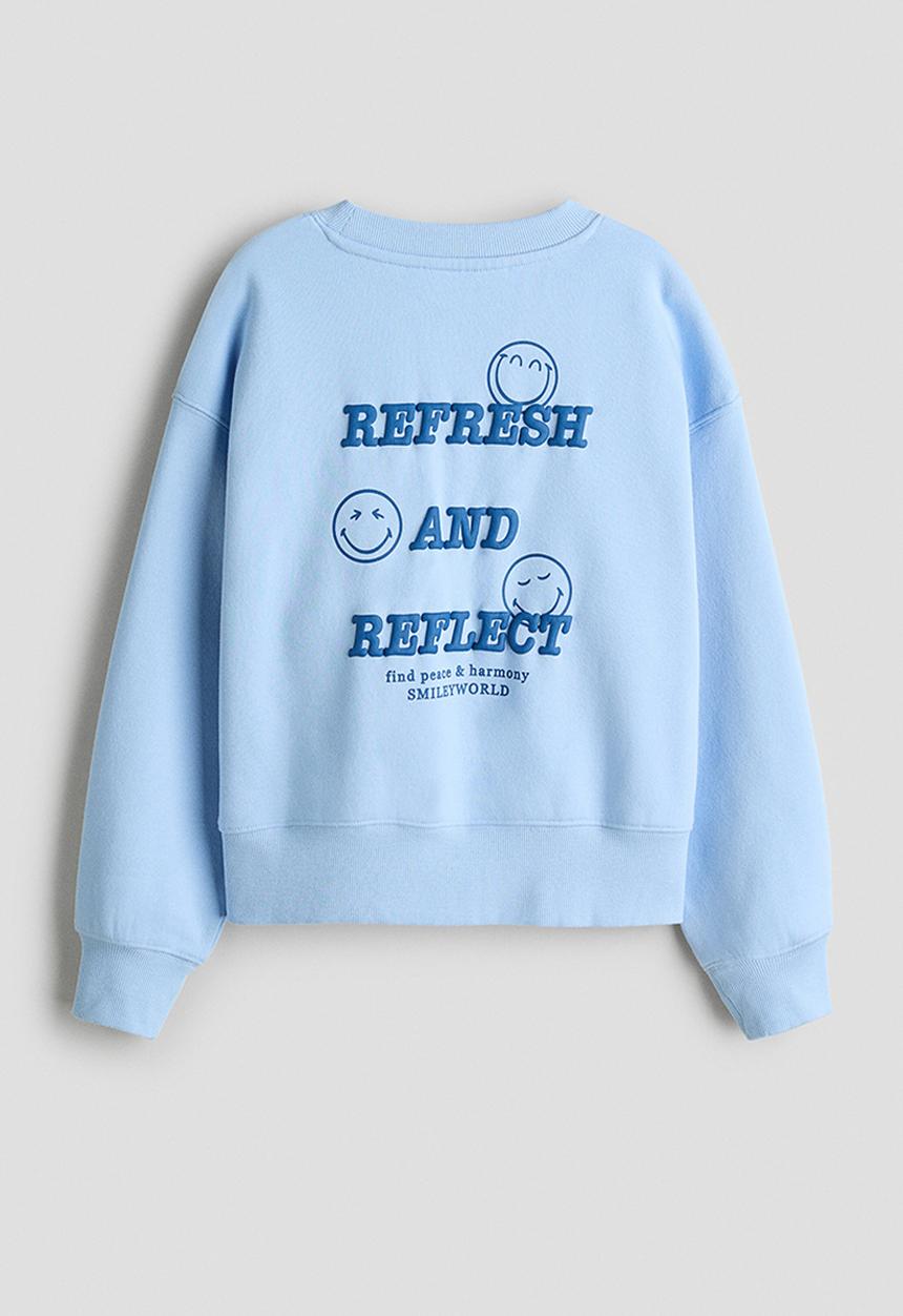 H&M - Print-motif sweatshirt - light blue/smileyworld?