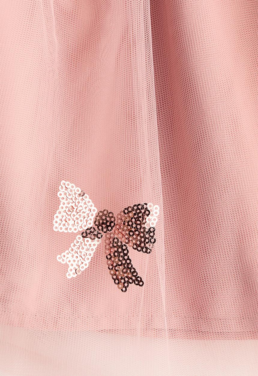 H&M - Sequin-detail tulle skirt - pink/bows