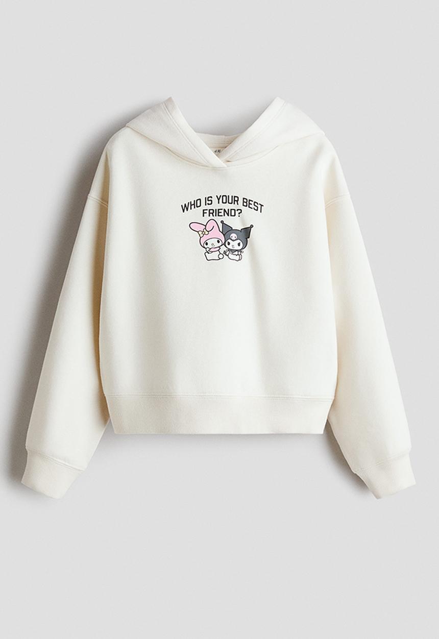 H&M - Motif-detail hoodie - white/hello kitty