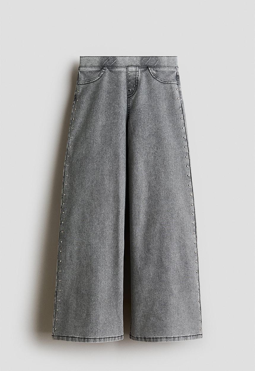 H&M - Studded denim-look trousers - light denim grey