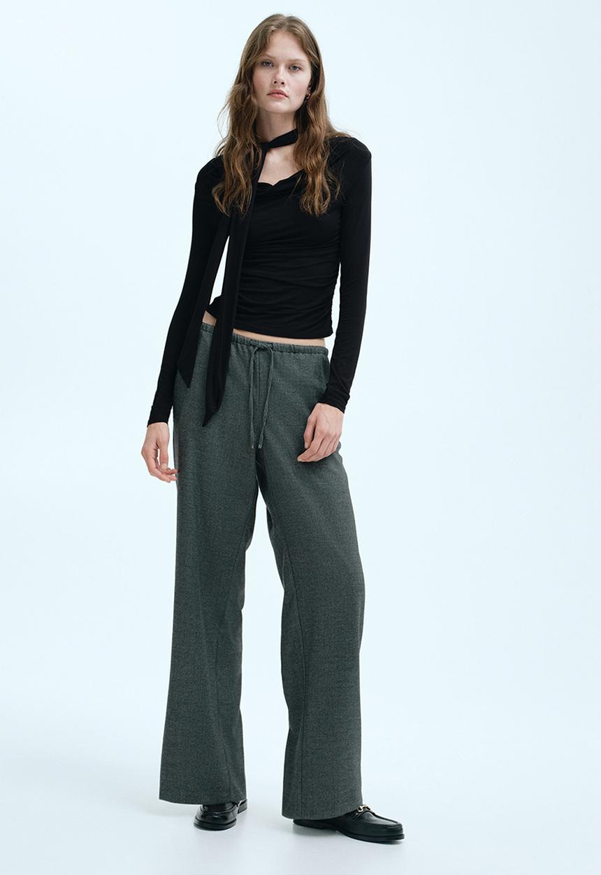 H&M - Draped scarf-detail top - black