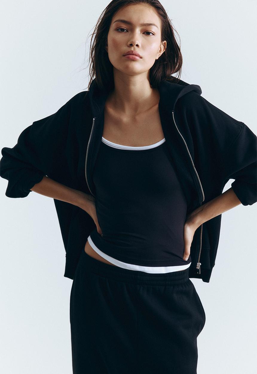 H&M - Zip-through hoodie - black