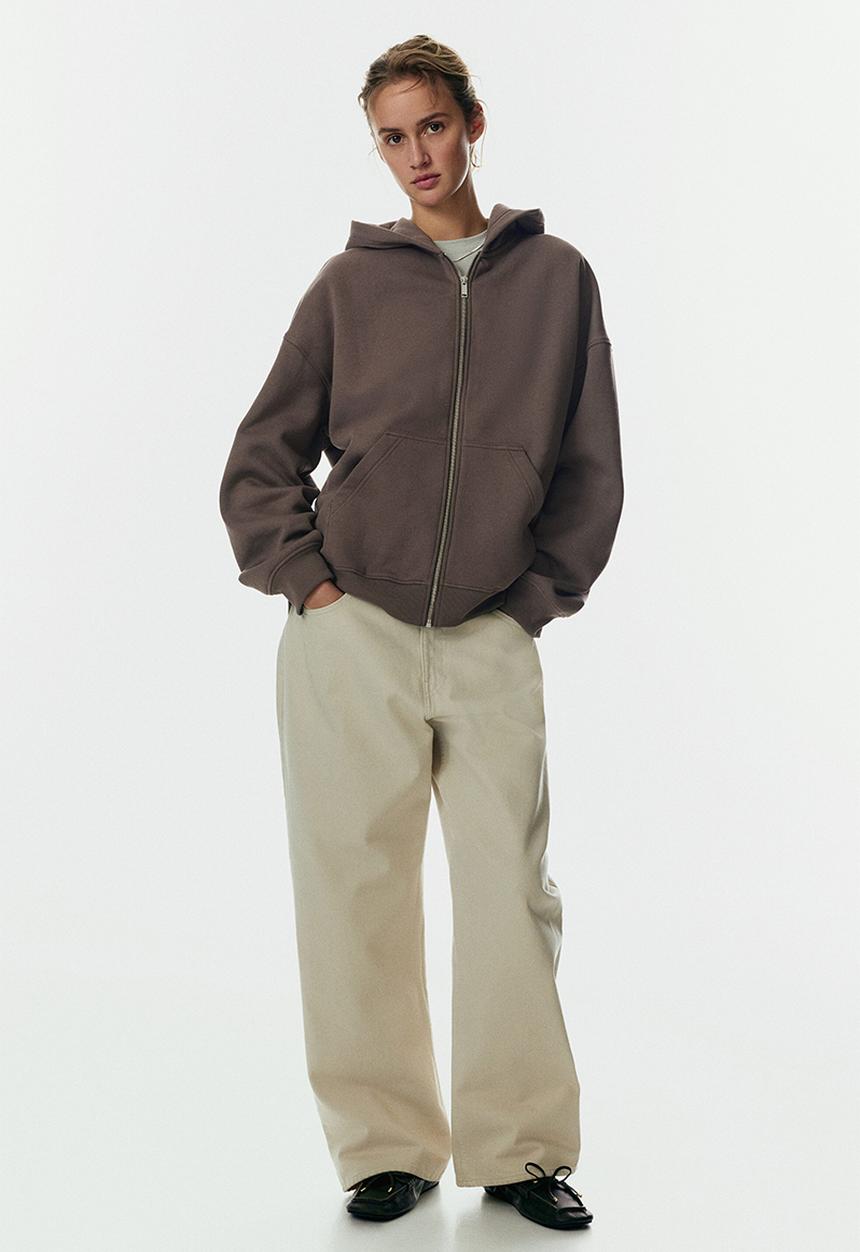 H&M - Zip-through hoodie - dark mole