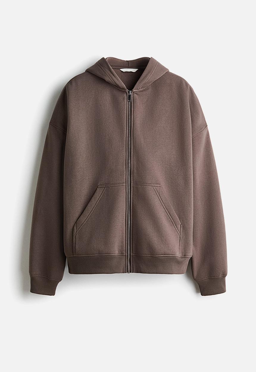 H&M - Zip-through hoodie - dark mole