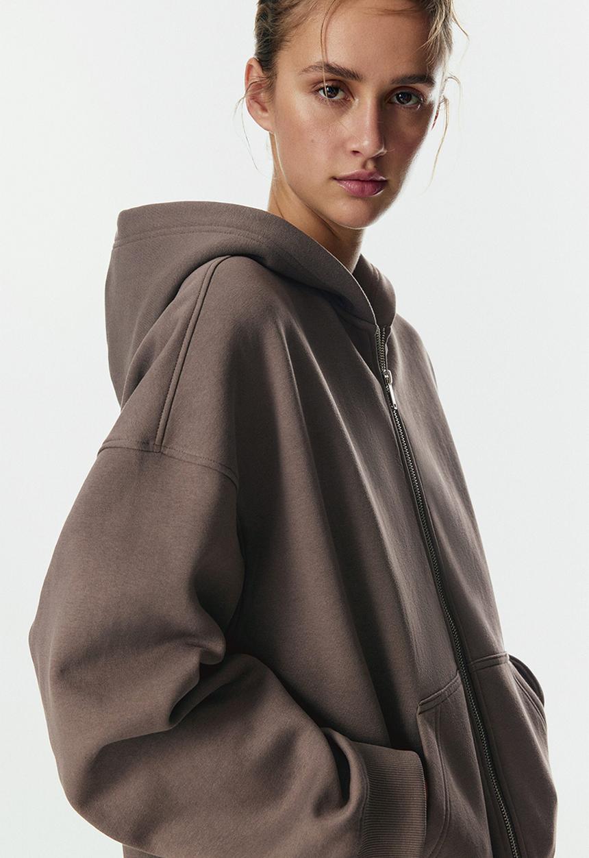 H&M - Zip-through hoodie - dark mole