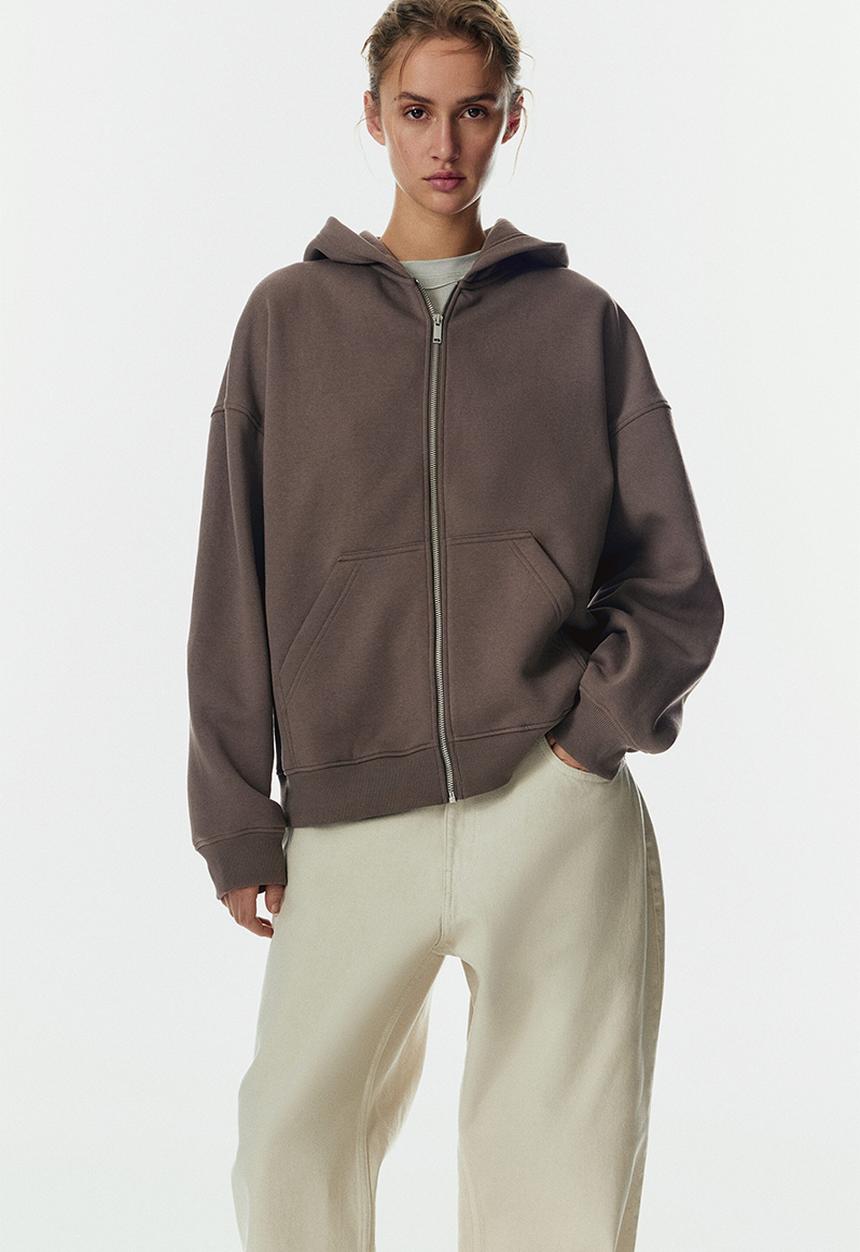 H&M - Zip-through hoodie - dark mole