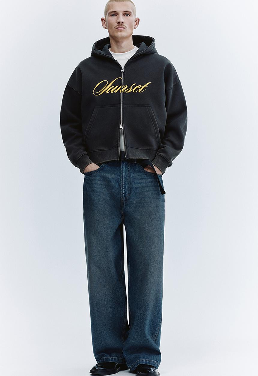 H&M - Oversized fit hoodie - black/sunset
