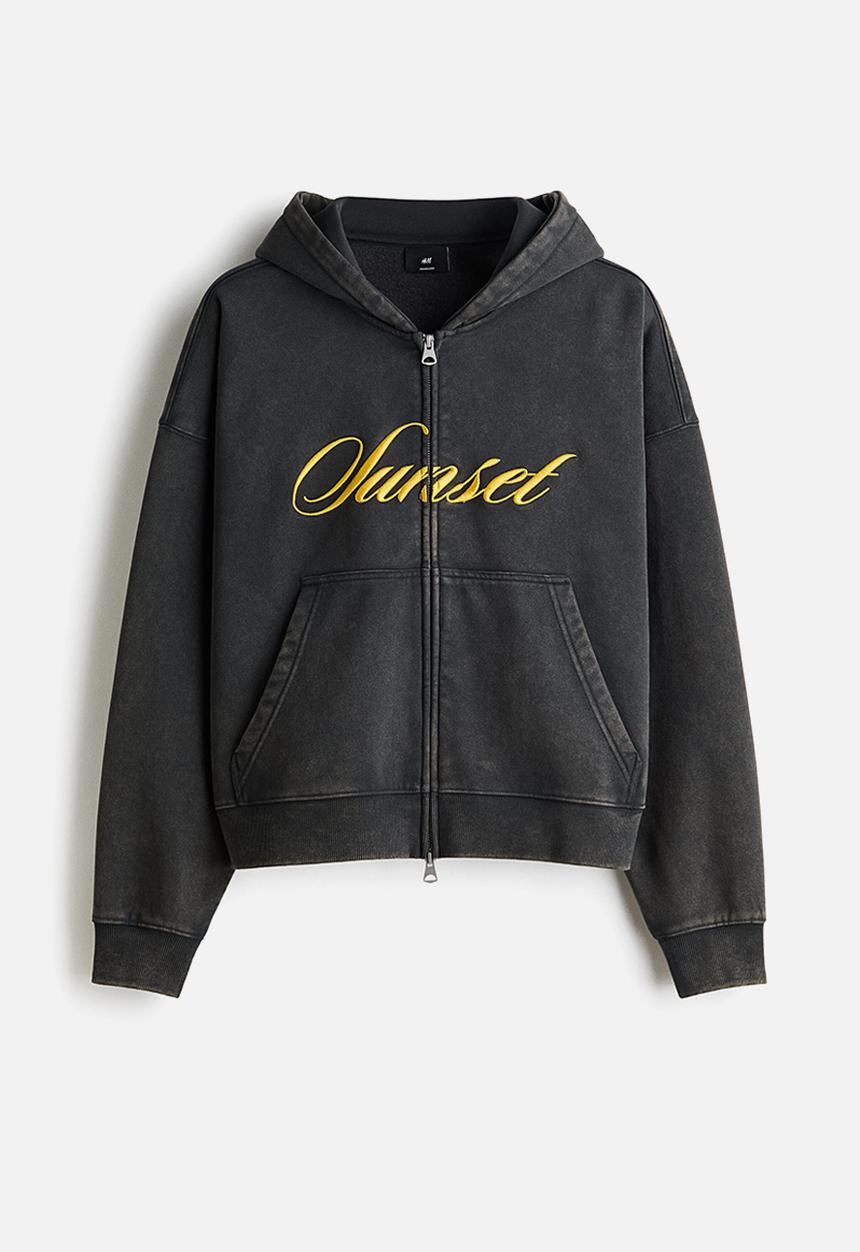 H&M - Oversized fit hoodie - black/sunset