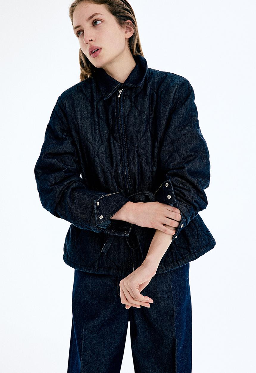 H&M - Quilted denim jacket - dark denim blue