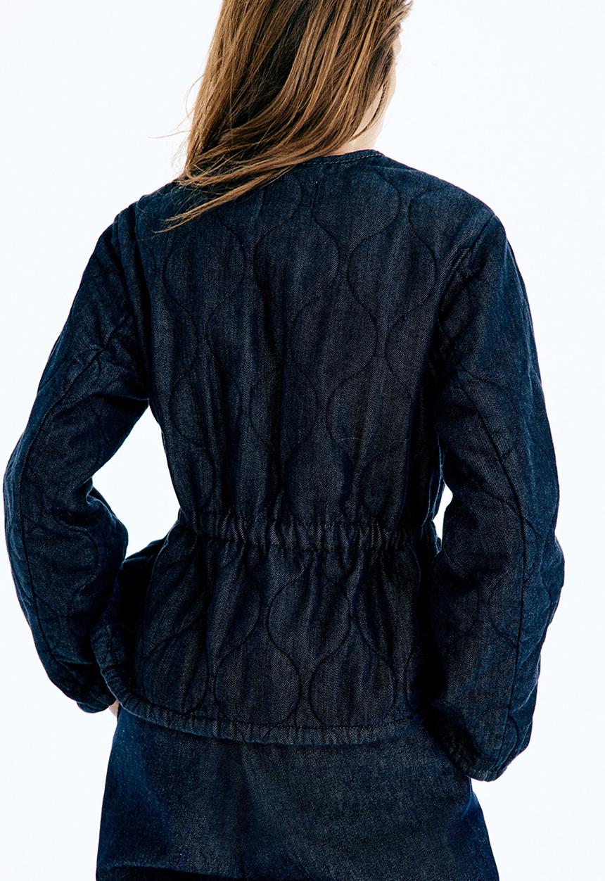 H&M - Quilted denim jacket - dark denim blue
