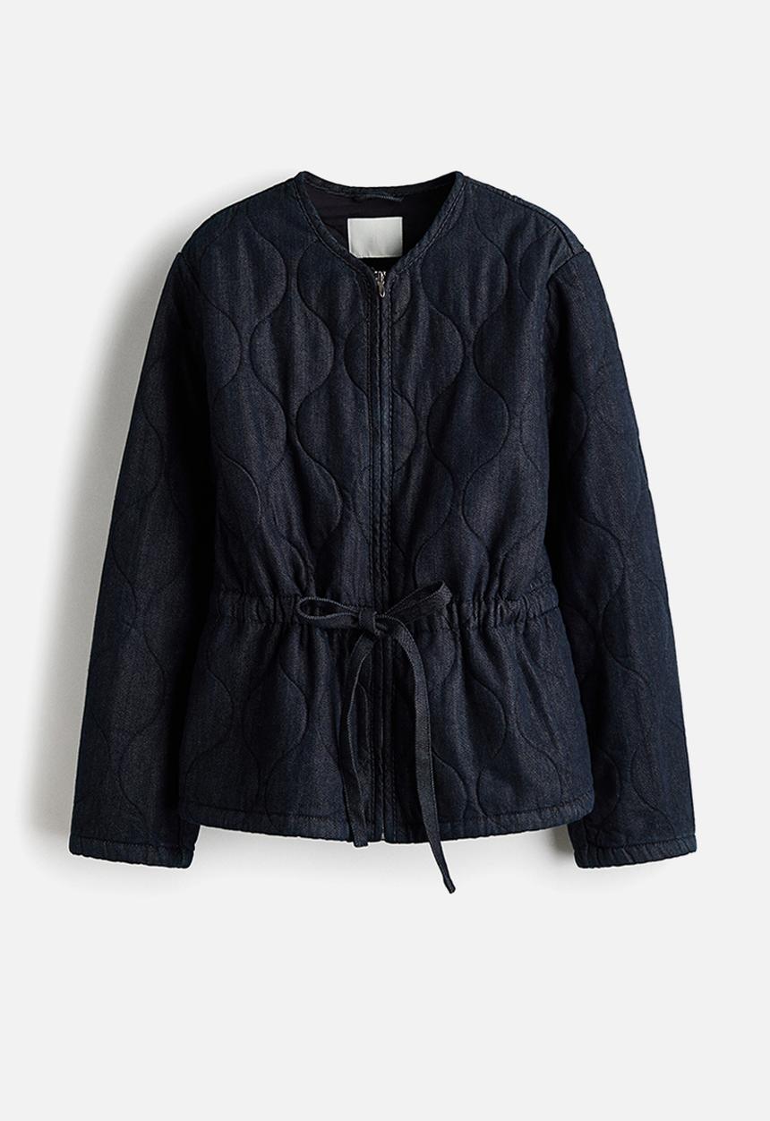 H&M - Quilted denim jacket - dark denim blue