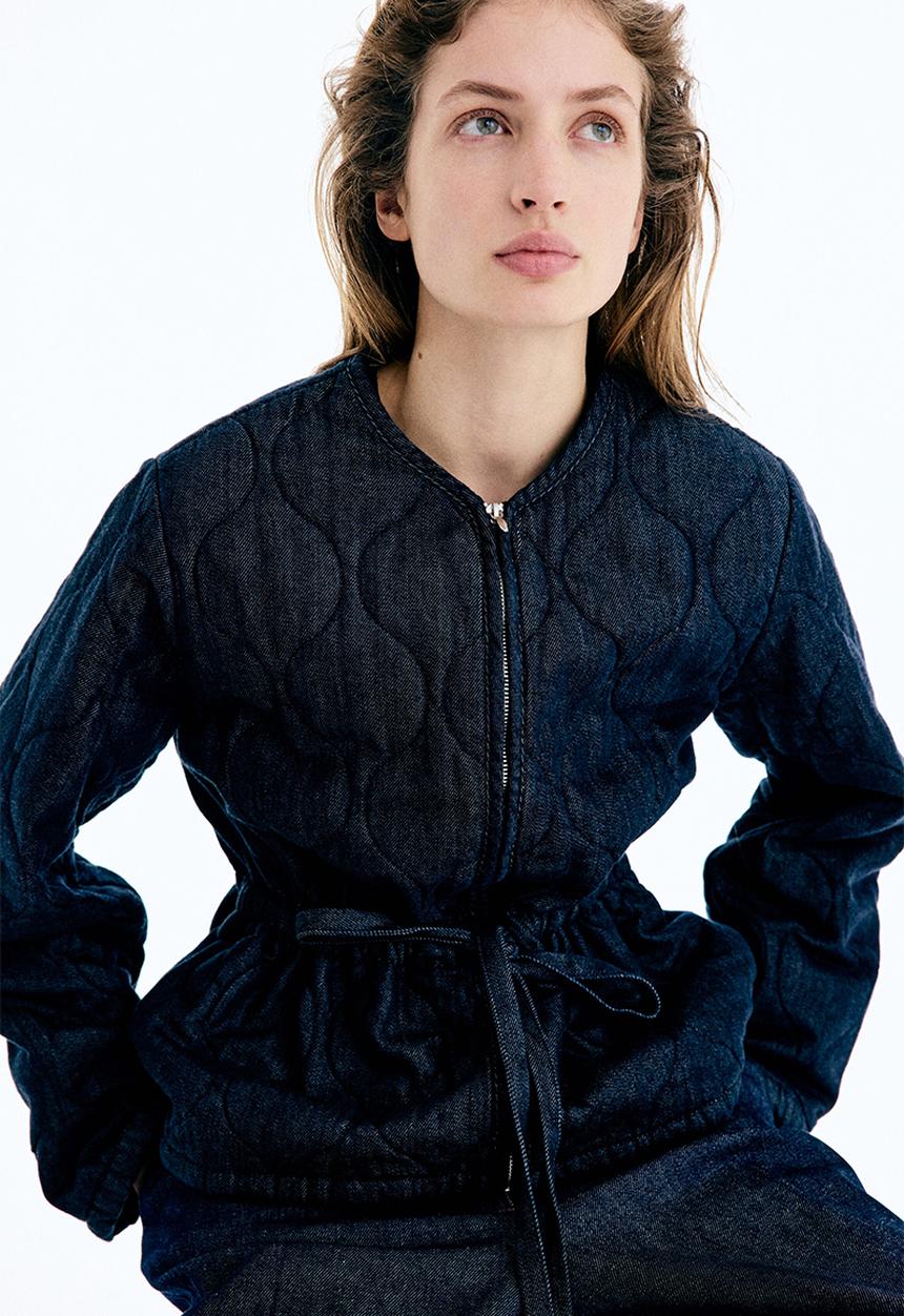 H&M - Quilted denim jacket - dark denim blue