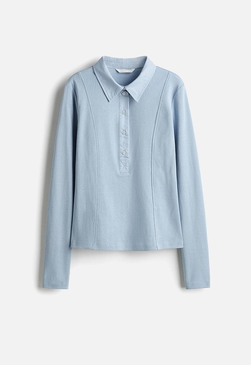H&M - Fitted polo shirt - light blue