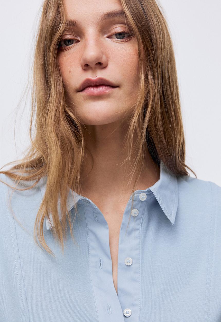 H&M - Fitted polo shirt - light blue