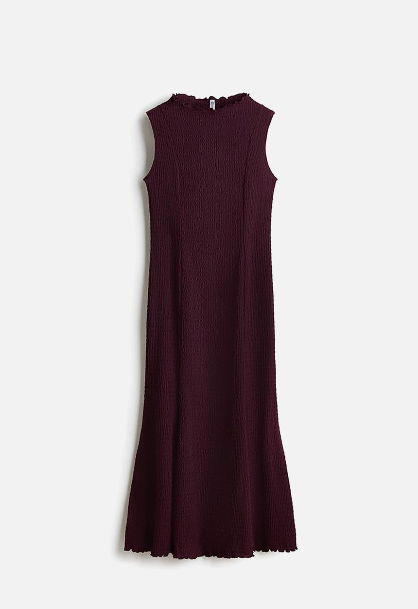 H&M - Smocked dress - plum red