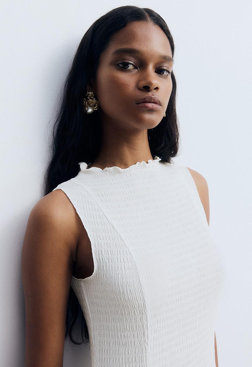 H&M - Smocked dress - white