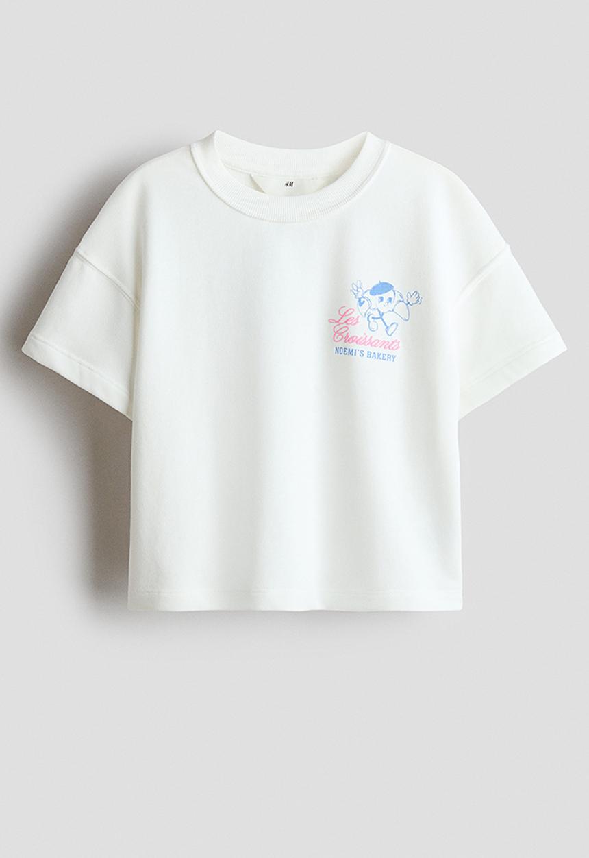 H&M - Printed sweatshirt T-shirt - white/noemi's bakery
