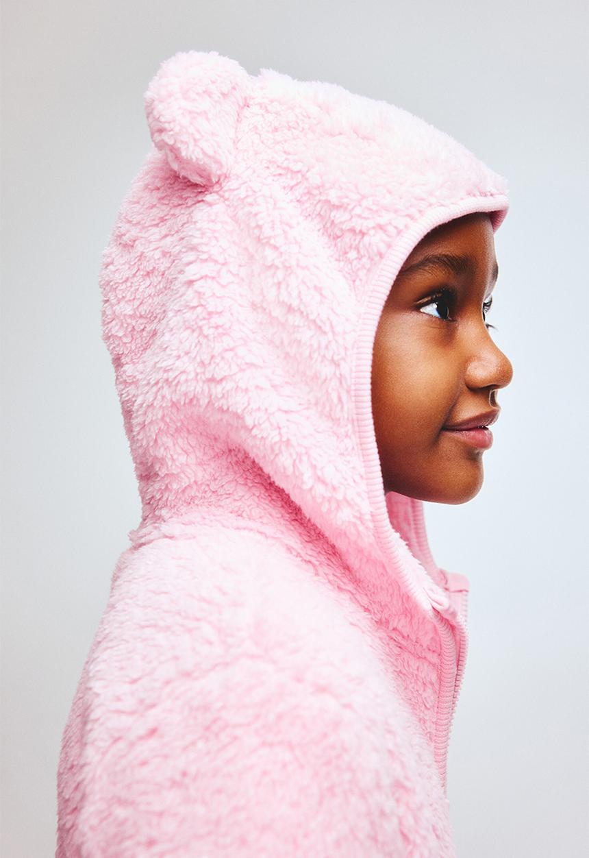 H&M - Zip-through teddy hoodie - pink